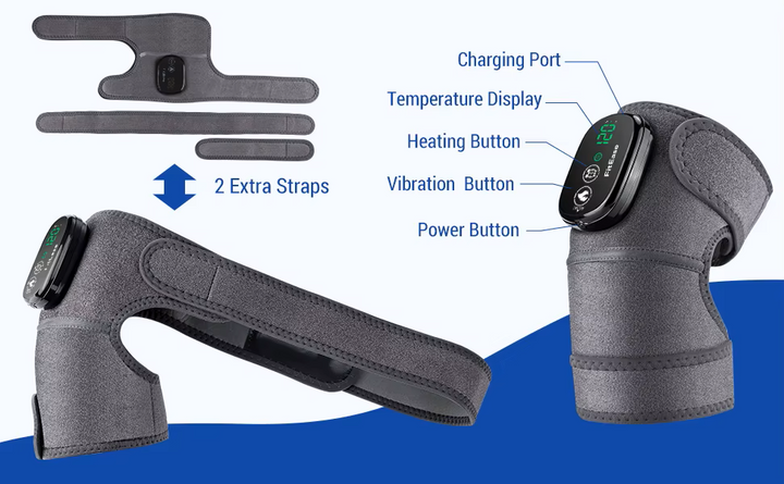 Premium Electrically Heated Shoulder Pads - USB Charging, 3 Heating Levels, 5000mAh Battery, Vibration Massage Device for Pain Relief and Muscle Relaxation