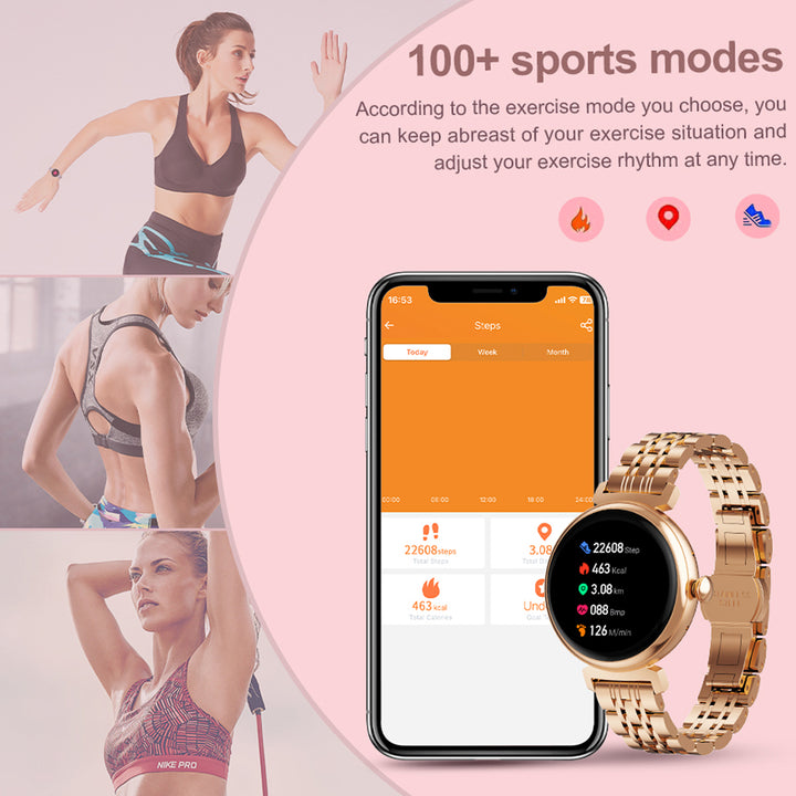 Premium Fashion Smartwatch for Women, 1.04" AMOLED Screen, Bluetooth Call, Metal Body, IP68 Waterproof, Heart Rate, Music 