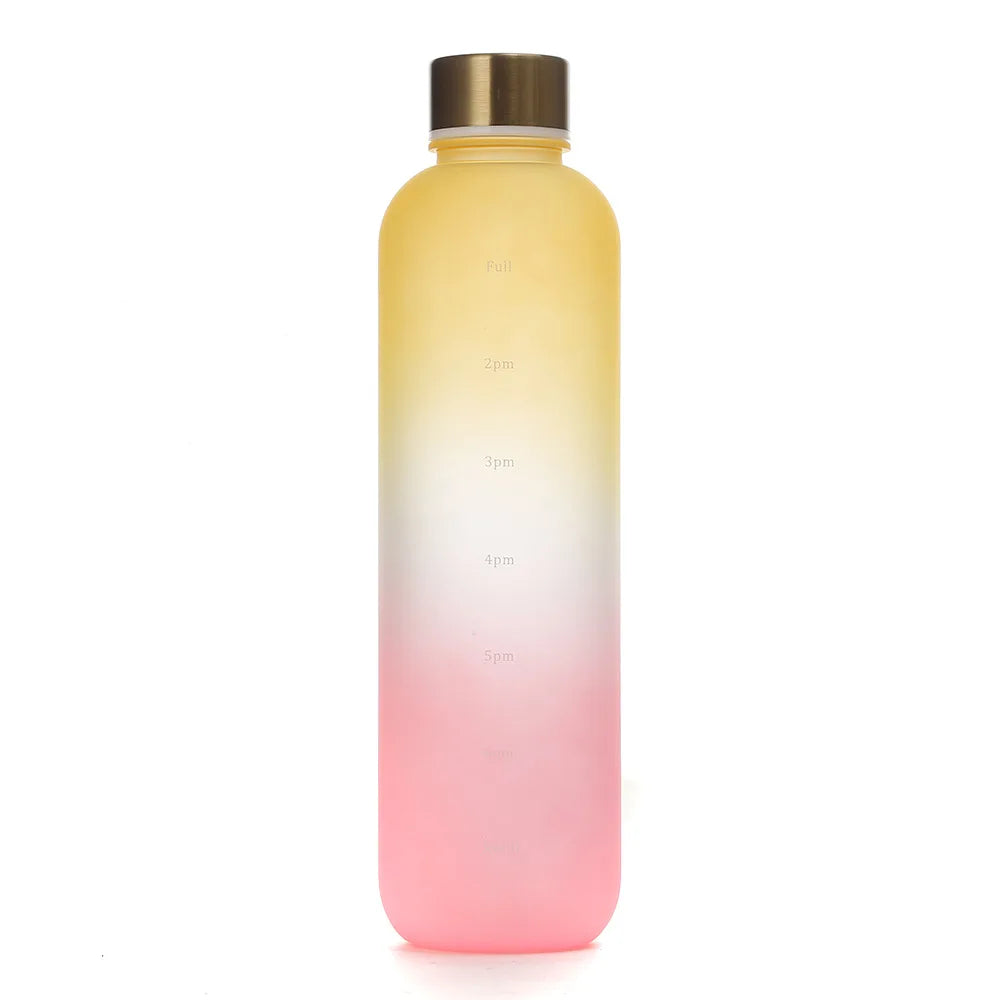 Premium 1L Motivational Water Bottle with Time Marker - BPA-Free, Leakproof Frosted Plastic, 32oz Reusable Sports and Fitness