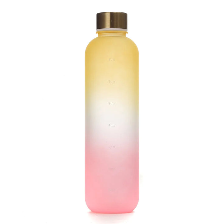 Premium 1L Motivational Water Bottle with Time Marker - BPA-Free, Leakproof Frosted Plastic, 32oz Reusable Sports and Fitness