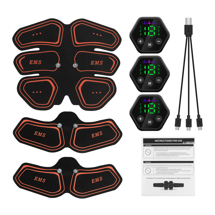 Premium EMS Muscle Stimulator Abdominal Hip Trainer with LCD Display | USB Rechargeable Fitness Toner for Body Slimming & 