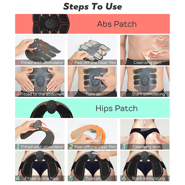 Premium EMS Muscle Stimulator Abdominal Hip Trainer with LCD Display | USB Rechargeable Fitness Toner for Body Slimming & 