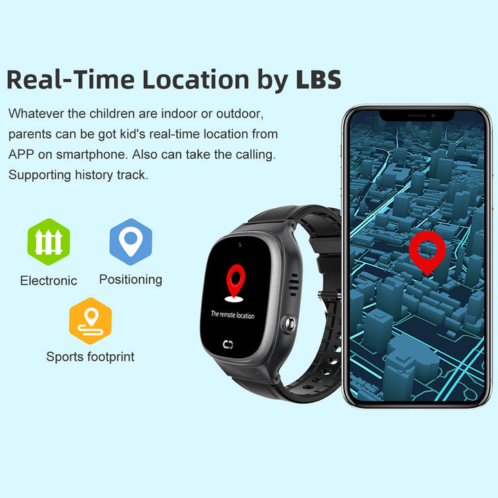 Premium Kids Smart Watch Phone – 2G GSM, LBS Location, SOS, Voice Chat, Camera, Flashlight, Alarm, Silicone Strap,