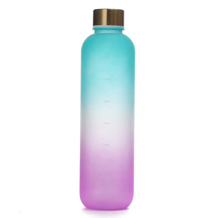 Premium 1L Motivational Water Bottle with Time Marker - BPA-Free, Leakproof Frosted Plastic, 32oz Reusable Sports and Fitness