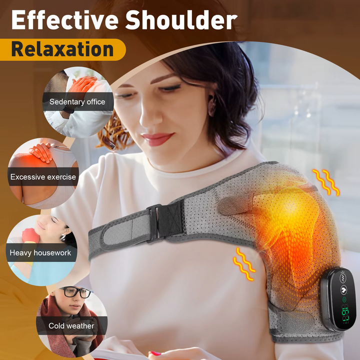 Premium Electrically Heated Shoulder Pads - USB Charging, 3 Heating Levels, 5000mAh Battery, Vibration Massage Device for Pain Relief and Muscle Relaxation