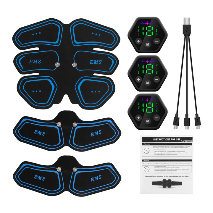 Premium EMS Muscle Stimulator Abdominal Hip Trainer with LCD Display | USB Rechargeable Fitness Toner for Body Slimming & 