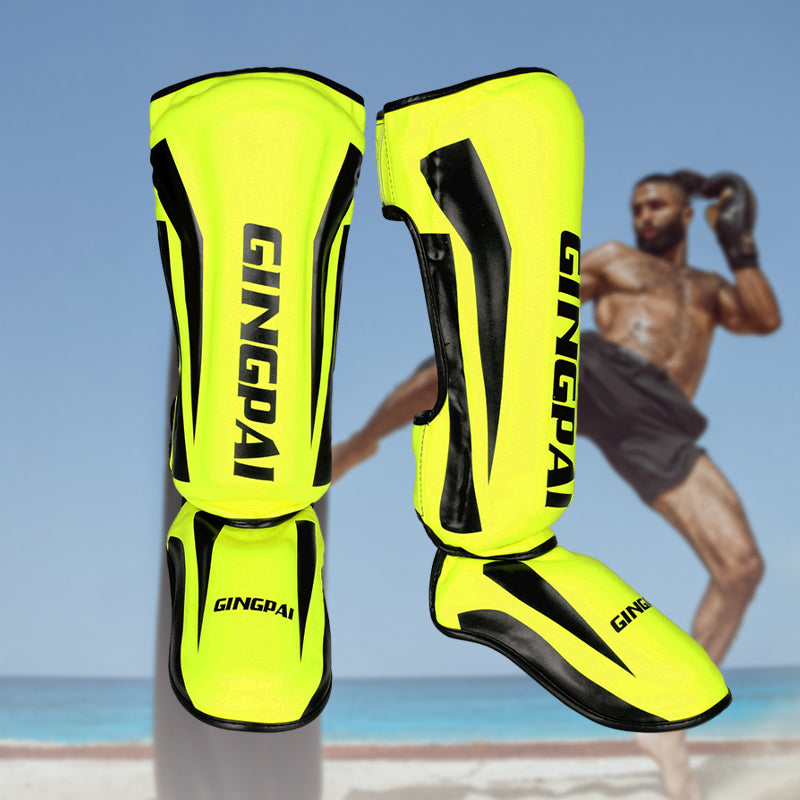 Premium Kickboxing Shin Guard Pads – Muay Thai, Boxing, MMA Leg Protector, Sanda, Wushu, Taekwondo Ankle Guards for Men 