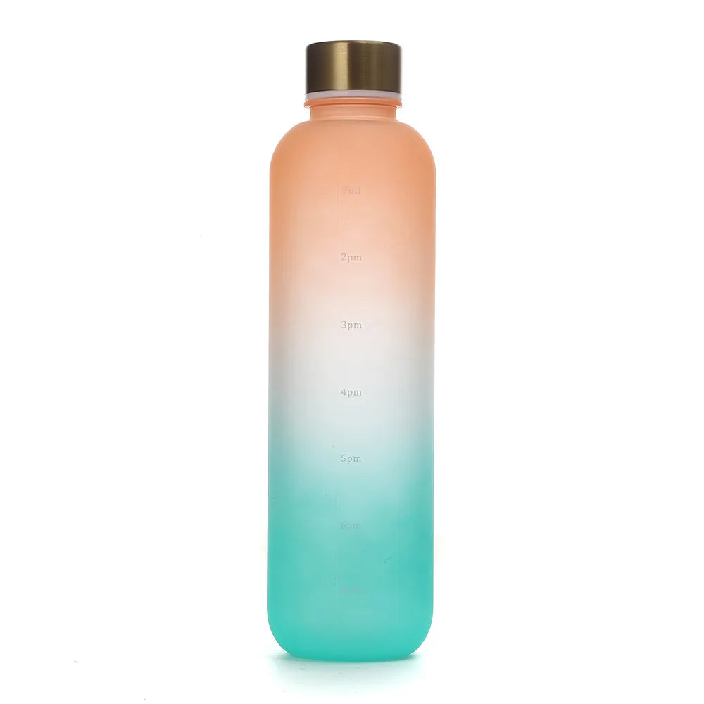 Premium 1L Motivational Water Bottle with Time Marker - BPA-Free, Leakproof Frosted Plastic, 32oz Reusable Sports and Fitness