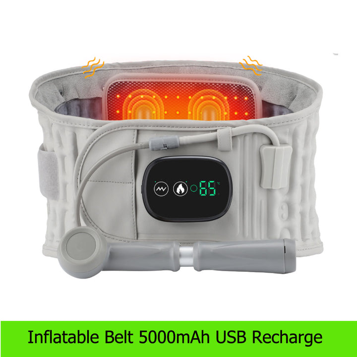 Premium Inflatable Back Support Belt with Heating & Vibration Massage – Pain Relief, Lumbar Traction, Red Light Therapy,