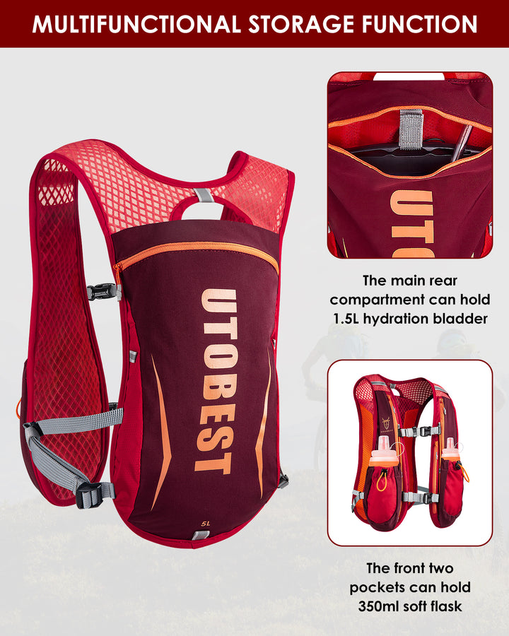 Premium Hydration Running Backpack – 5L Ultra-Lightweight Breathable Vest for Marathon, Cycling, and Hiking – Comfortable,