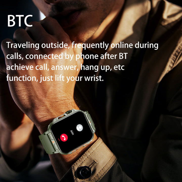 Premium Outdoor Military Smartwatch for Men - Bluetooth Calling, IP68 Waterproof, 100+ Sports Modes, 1.95-inch Display, Heart