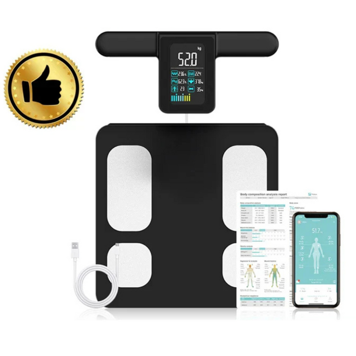 Premium Smart Body Composition Scale – 8 Electrode Bioimpedance Digital Weight Scale, Tracks Body Fat, Water, Muscle Mass, BMI, and More, Accurate Measurements for Health Monitoring