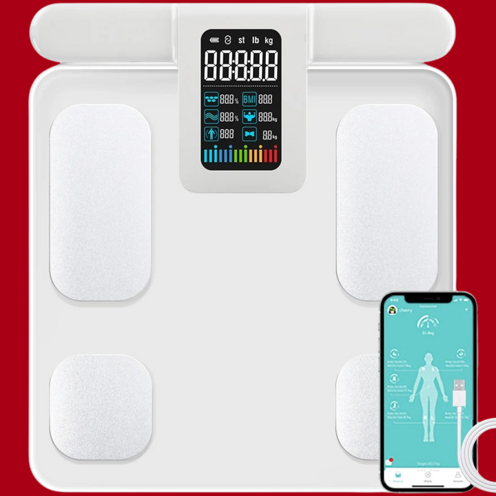Premium Smart Body Composition Scale – 8 Electrode Bioimpedance Digital Weight Scale, Tracks Body Fat, Water, Muscle Mass, BMI, and More, Accurate Measurements for Health Monitoring