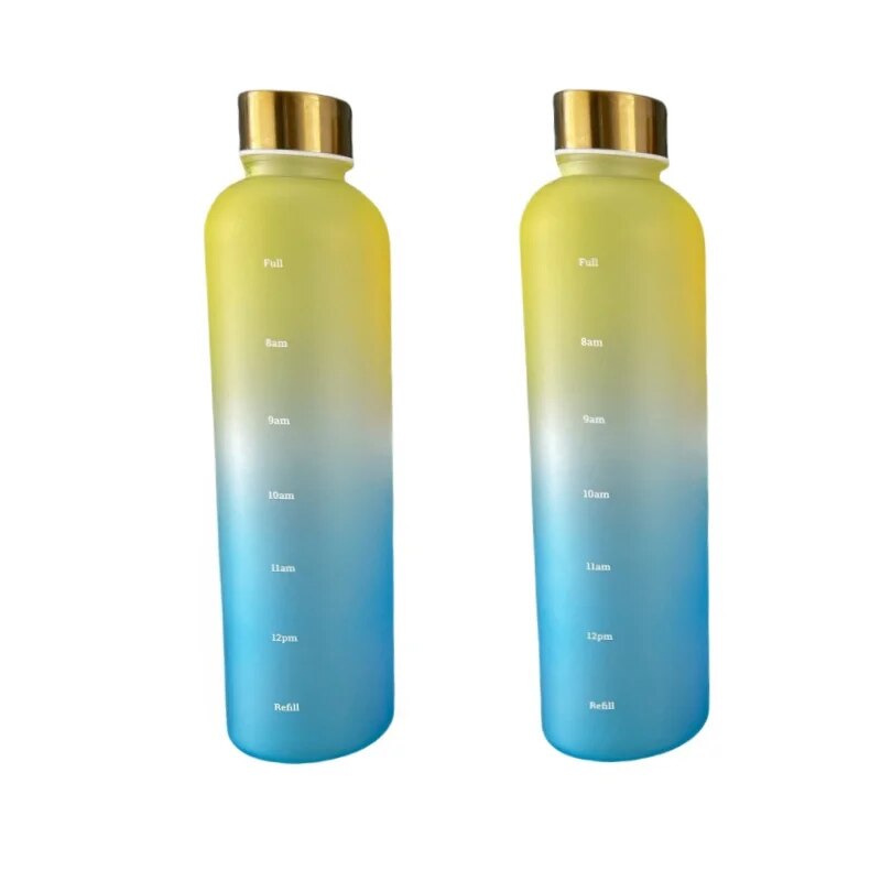 Premium 1L Motivational Water Bottle with Time Marker - BPA-Free, Leakproof Frosted Plastic, 32oz Reusable Sports and Fitness
