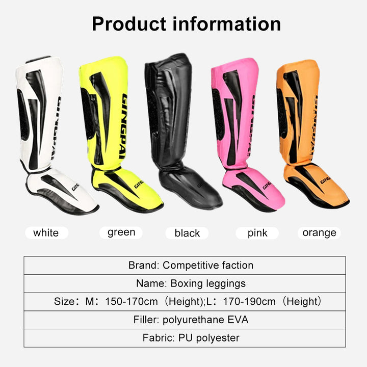 Premium Kickboxing Shin Guard Pads – Muay Thai, Boxing, MMA Leg Protector, Sanda, Wushu, Taekwondo Ankle Guards for Men 