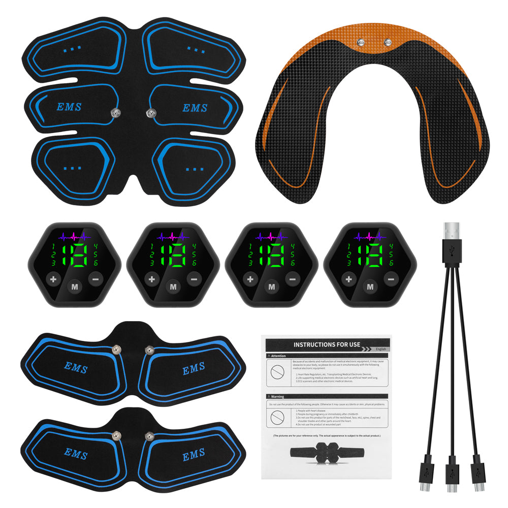 Premium EMS Muscle Stimulator Abdominal Hip Trainer with LCD Display | USB Rechargeable Fitness Toner for Body Slimming & 
