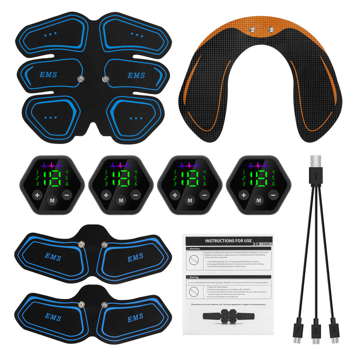 Premium EMS Muscle Stimulator Abdominal Hip Trainer with LCD Display | USB Rechargeable Fitness Toner for Body Slimming & 