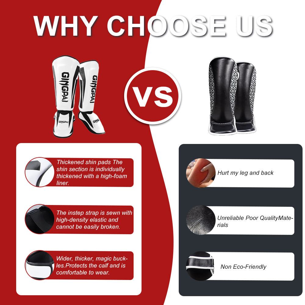 Premium Kickboxing Shin Guard Pads – Muay Thai, Boxing, MMA Leg Protector, Sanda, Wushu, Taekwondo Ankle Guards for Men 