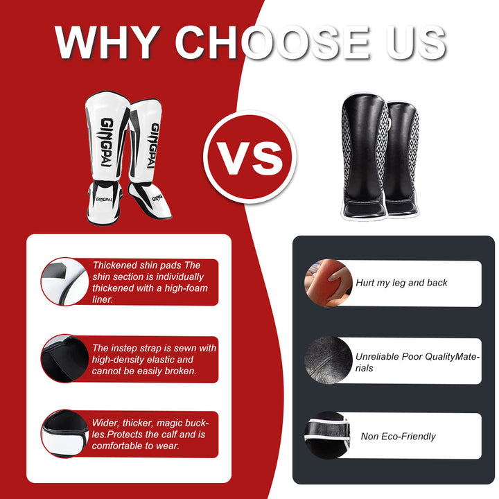 Premium Kickboxing Shin Guard Pads – Muay Thai, Boxing, MMA Leg Protector, Sanda, Wushu, Taekwondo Ankle Guards for Men 