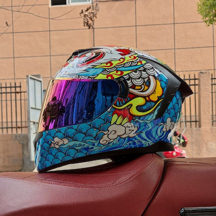 Premium Full Face Motorcycle Helmet - DOT & ECE Certified, Double Lens, Inner Sun Visor, Lightweight ABS Shell Removable Nose