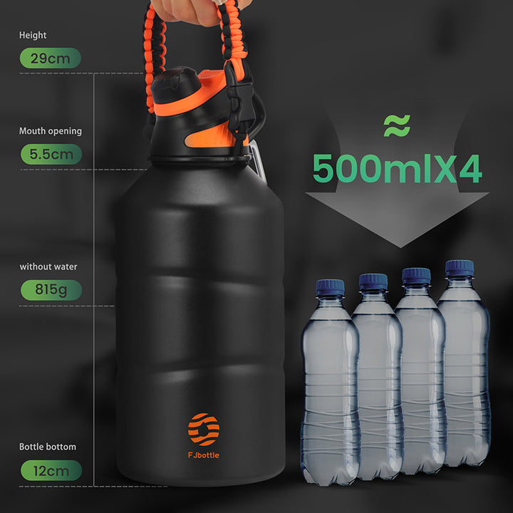 Premium 1.9L Stainless Steel Thermos Bottle – Large Capacity Cold & Hot Vacuum Flask with Rope, Thermal Water Bottle for Gym,
